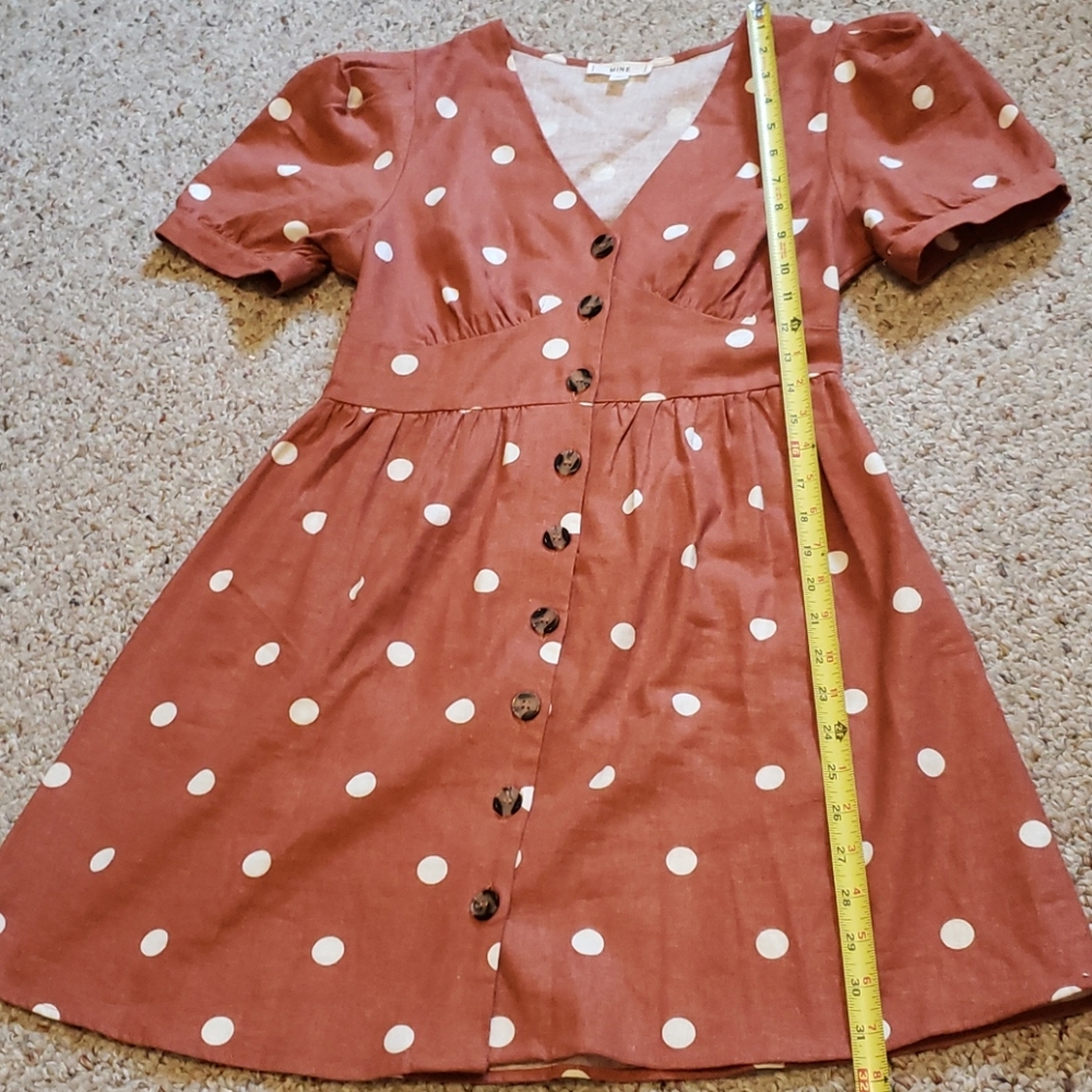 SOLD.   NWOT Anthropologie MINE Linen Dress Puff Sleeve  T - Picture 4 of 11